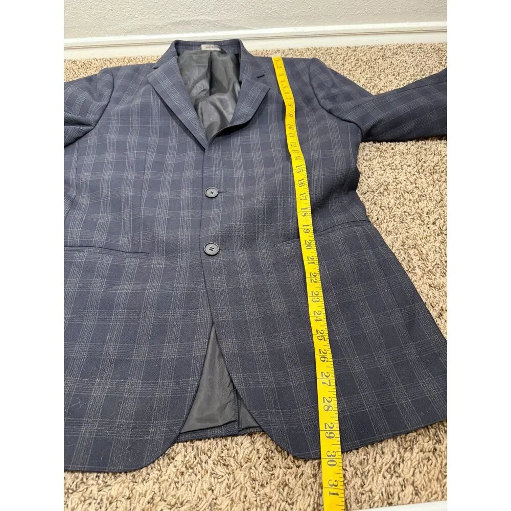 Banana Republic Mens Blue Plaid Blazer Sz 40R Preppy Sport Coat Academia Wool